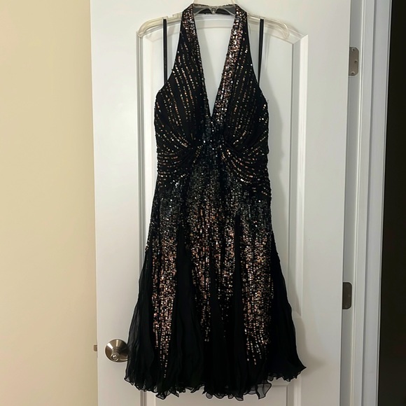 Dolce Jovani Dresses & Skirts - Silk sequin halter formal/cocktail dress